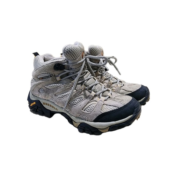 Merrell Shoes - Merrell Moab Mid Ventilator Hiking Shoes Womens 8.5 Taupe Vibram Trail Boots